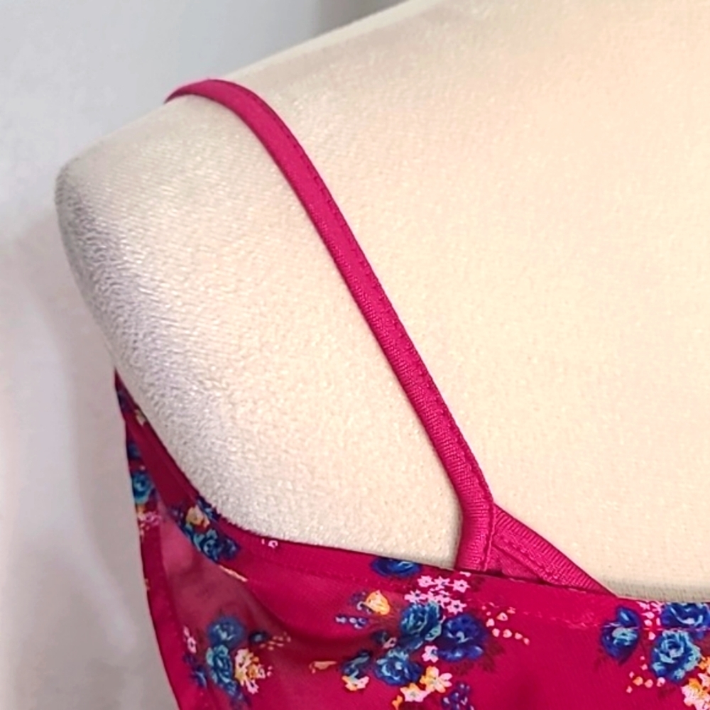 Arizona Jean Co. Sheer Pink Floral Sundress, Cami Dress Underneath, Size XL - Picture 9 of 10